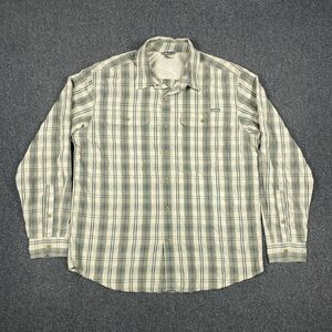 Eddie Bauer Shirt Mens Green Plaid Long Sleeve Button Up Vented Shirt Size Large